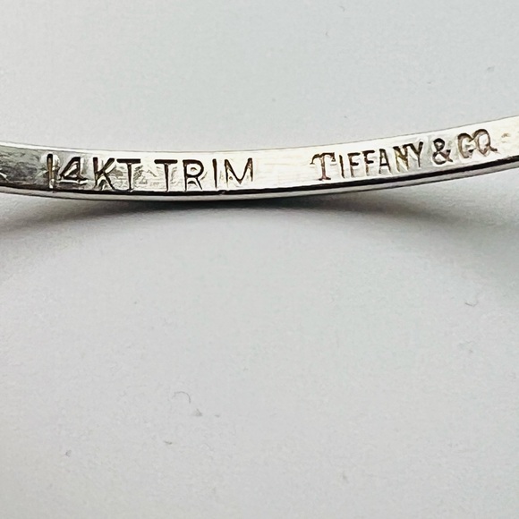 SOLD TIFFANY & Co. Sterling Silver 925 & 14K YG Double Heart Bangle Bracelet - Picture 4 of 5